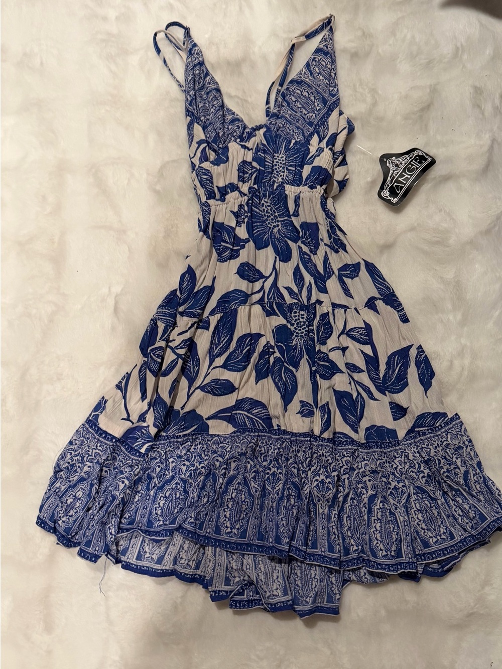NWT Bohemian Blue Floral cutout Summer Dress